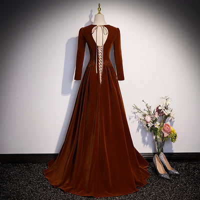 Vestido Largo de Terciopelo para Anfitriona - Manga Larga Invierno - Image 8
