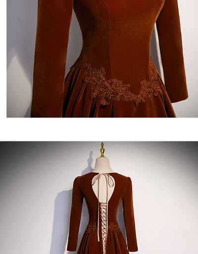 Vestido Largo de Terciopelo para Anfitriona - Manga Larga Invierno - Image 13