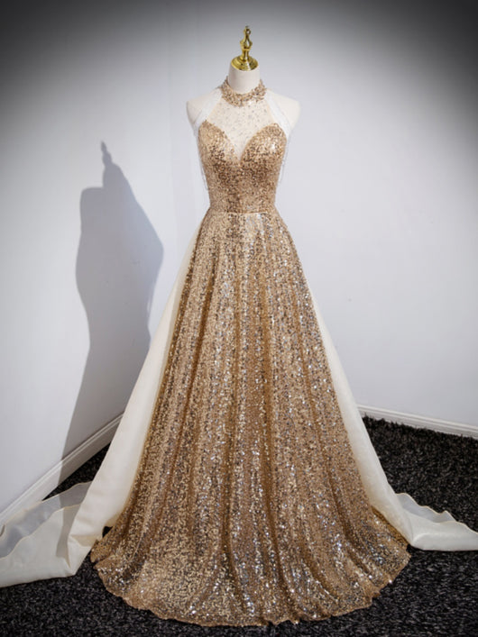 Vestido Dorado de Noche para Anfitriona y Presentadora - Image 7