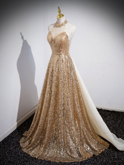 Vestido Dorado de Noche para Anfitriona y Presentadora - Image 18