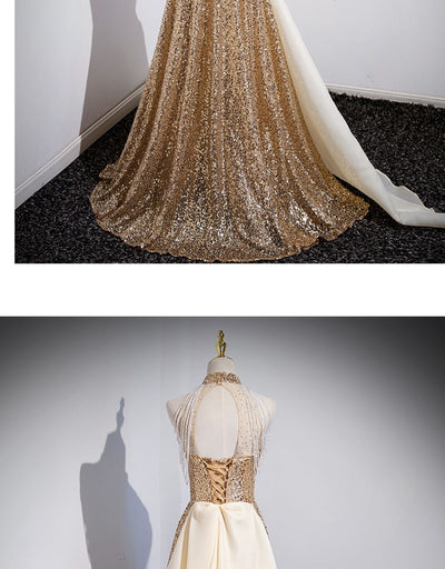 Vestido Dorado de Noche para Anfitriona y Presentadora - Image 21