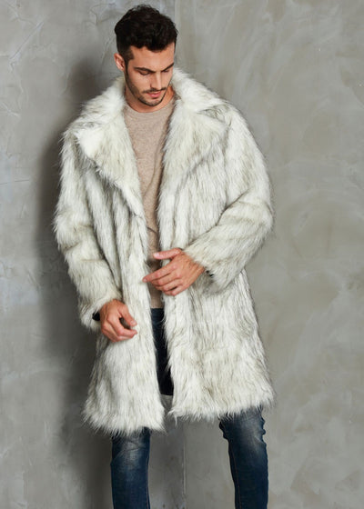 Abrigo de Cuello Falso Pelaje para Hombre - Corte Sastre Elegante - Image 14