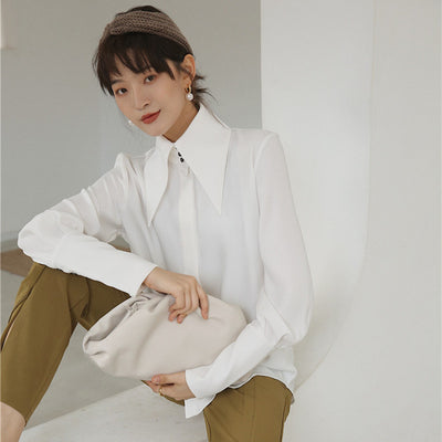 Blusa Suelta de Cuello Puntiagudo y Mangas Farol para Mujer - Image 8