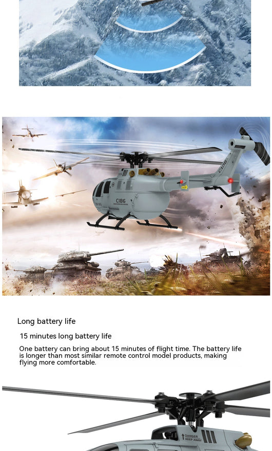 Helicóptero BO105 de Control Remoto 4 Canales - Rotor Simple sin Alerones - Image 11