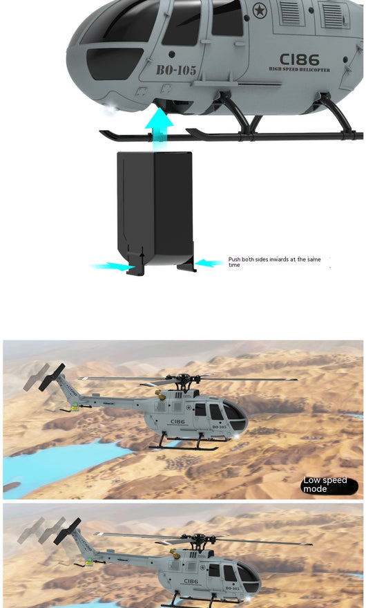 Helicóptero BO105 de Control Remoto 4 Canales - Rotor Simple sin Alerones - Image 12