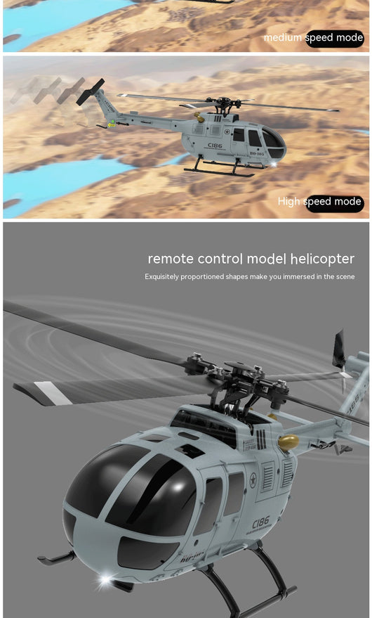 Helicóptero BO105 de Control Remoto 4 Canales - Rotor Simple sin Alerones - Image 13