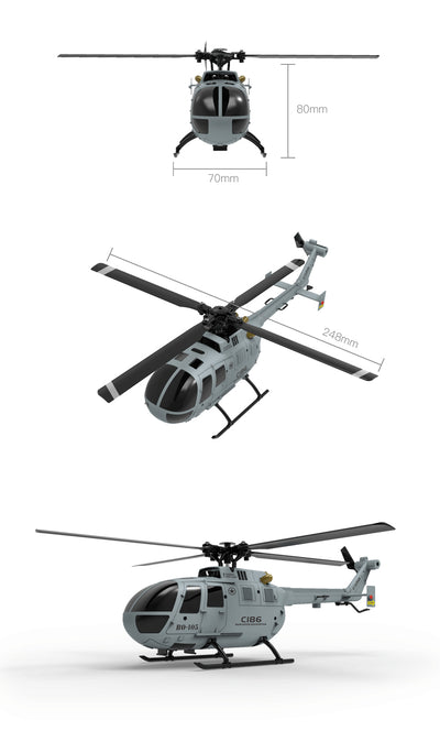Helicóptero BO105 de Control Remoto 4 Canales - Rotor Simple sin Alerones - Image 15