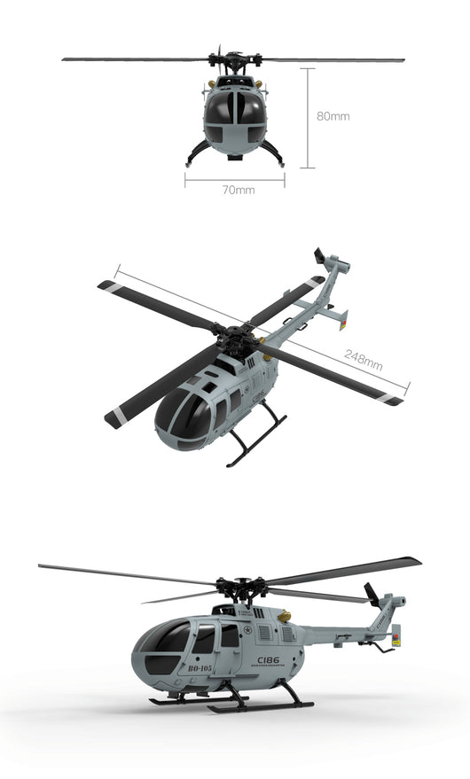 Helicóptero BO105 de Control Remoto 4 Canales - Rotor Simple sin Alerones - Image 15