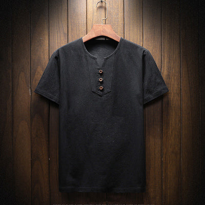 Camiseta Casual de Algodón y Lino - Básico de Color Puro - Image 14