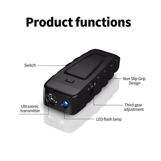 Black and orange handheld ultrasonic dog training device with a Type-C charging port and an orange button. - Image 18