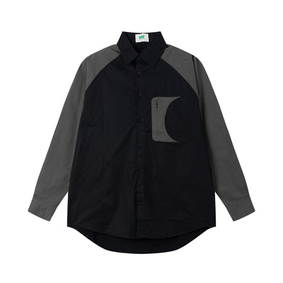 Camisa Casual Raglan Bicolor con Cuello Solapa y Corte Holgado - Image 13