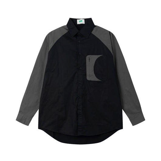 Camisa Casual Raglan Bicolor con Cuello Solapa y Corte Holgado - Image 13