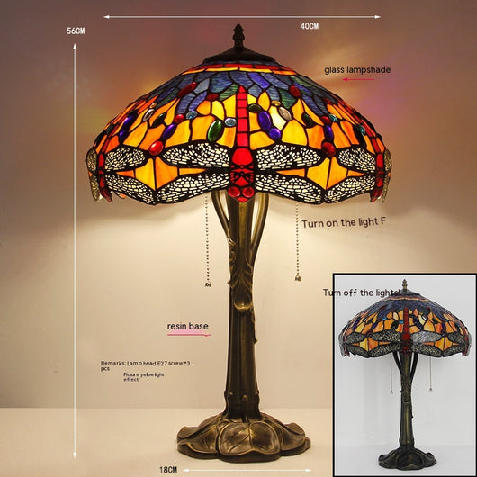 Lámpara de Mesa Libélula Tiffany con Piedra - Retro para Dormitorio y Sala - Image 17