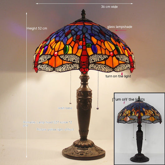 Lámpara de Mesa Libélula Tiffany con Piedra - Retro para Dormitorio y Sala - Image 30