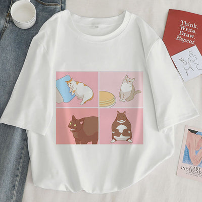 Playera para Mujer con Patrón Kawaii de Gatos - Image 14