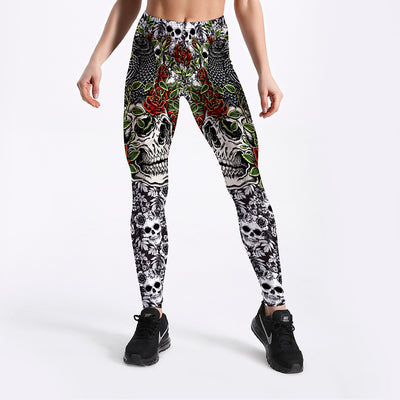 Leggings Deportivos Calaveras Rosas - Yoga y Fitness - Image 3