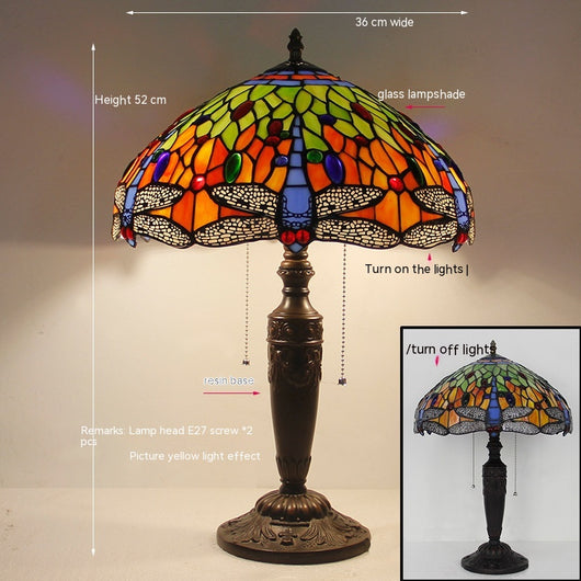 Lámpara de Mesa Libélula Tiffany con Piedra - Retro para Dormitorio y Sala - Image 38