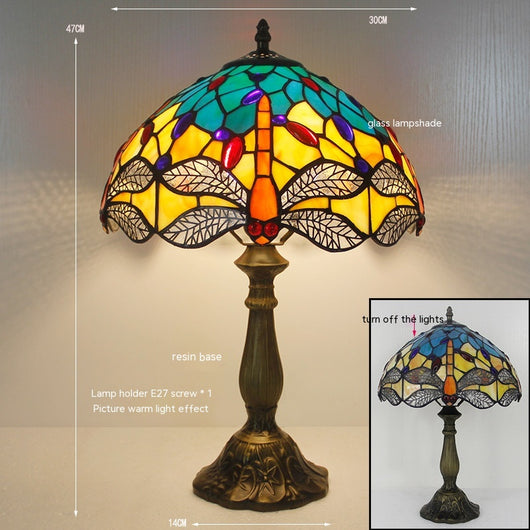 Lámpara de Mesa Libélula Tiffany con Piedra - Retro para Dormitorio y Sala - Image 42