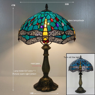 Lámpara de Mesa Libélula Tiffany con Piedra - Retro para Dormitorio y Sala - Image 46