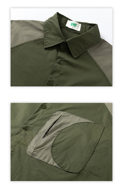 Camisa Casual Raglan Bicolor con Cuello Solapa y Corte Holgado - Image 19