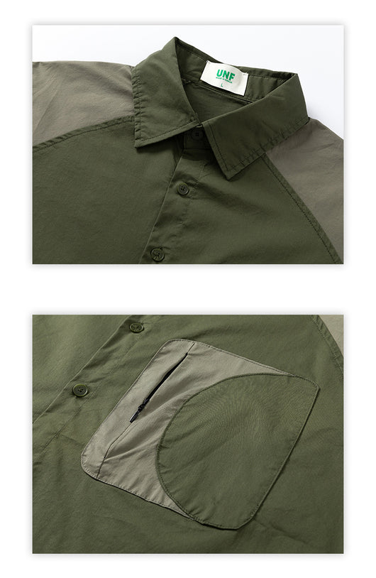 Camisa Casual Raglan Bicolor con Cuello Solapa y Corte Holgado - Image 19