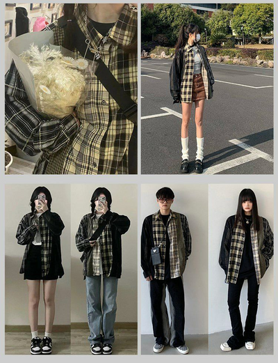 Camisa Casual de Cuadros Retro Americana con Costuras Reforzadas para Hombre - Image 10