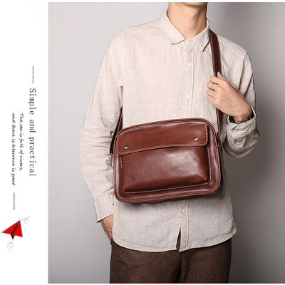 Bolso de Cuero Genuino para Hombre - Bandolera Casual de Piel de Vaca - Image 10