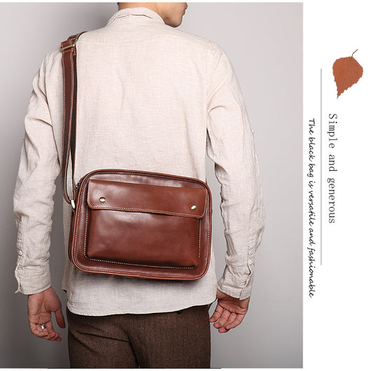 Bolso de Cuero Genuino para Hombre - Bandolera Casual de Piel de Vaca - Image 14