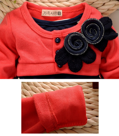 Vestido Infantil de Manga Larga con Estampado de Lunares y Dibujos Animados - Image 2