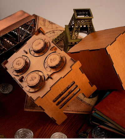 Caja de Seguridad de Madera con Puzzle Desencriptador - Juego de Construcción Educativo - Image 8