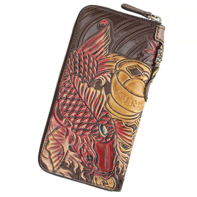 Billetera de Cuero Retro Artesanal con Grabado Tradicional - Image 9