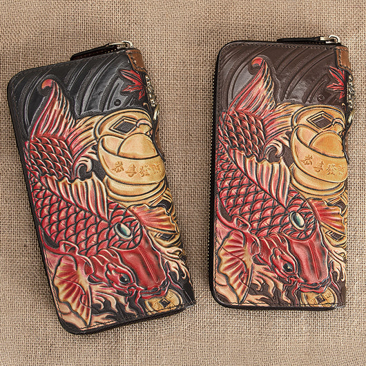 Billetera de Cuero Retro Artesanal con Grabado Tradicional - Image 12