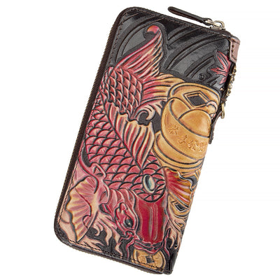 Billetera de Cuero Retro Artesanal con Grabado Tradicional - Image 13