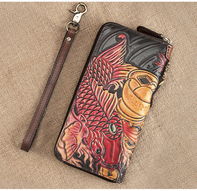 Billetera de Cuero Retro Artesanal con Grabado Tradicional - Image 14