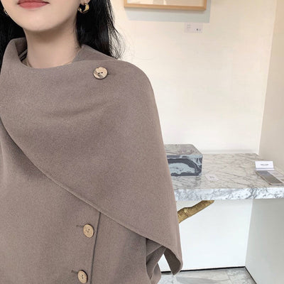 Abrigo de Lana con Diseño de Bufanda Integrada para Mujer - Image 10