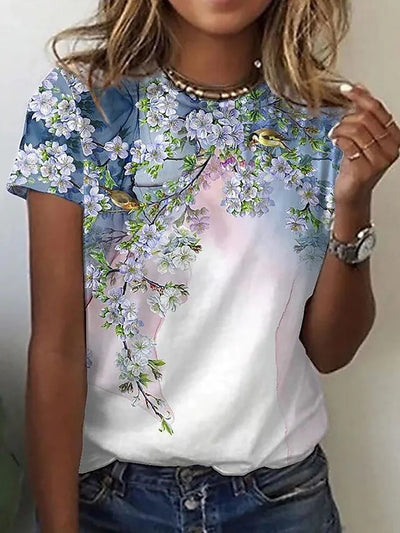 Playera Gráfica de Gato 3D en Azul Marino y Rojo para Mujer - Image 12