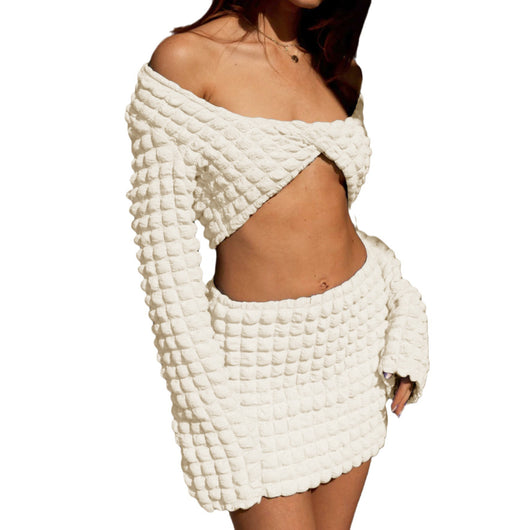Conjunto Sexy de Dos Piezas con Manga Larga y Diseño Cuadros Torcidos - Image 12