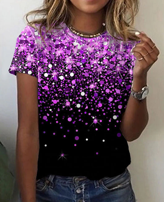 Playera Gráfica de Gato 3D en Azul Marino y Rojo para Mujer - Image 17