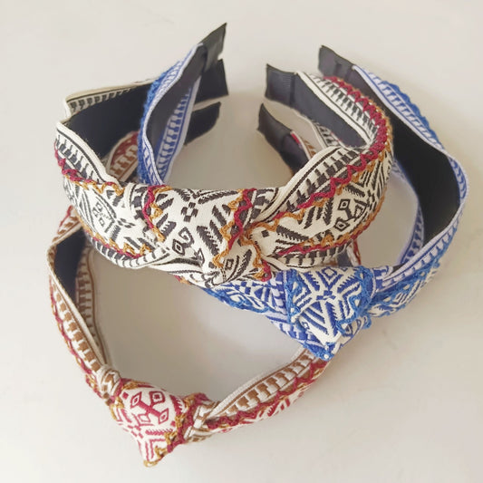 Diadema Retro Étnica con Nudo - Estilo Bohemio Temperamental