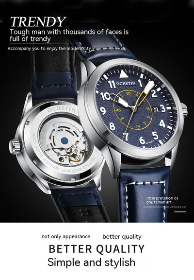 Reloj Automático de Hombre con Correa de Cuero, Resistente al Agua y Esfera Luminosa - Image 28