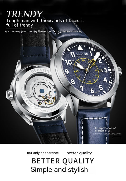 Reloj Automático de Hombre con Correa de Cuero, Resistente al Agua y Esfera Luminosa - Image 28
