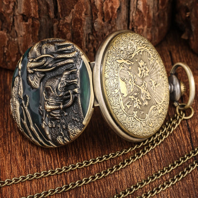 Reloj de Bolsillo Retro Abatible con Patrón de Elefante y Movimiento de Cuarzo - Image 10