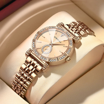Reloj para Mujer con Correa de Acero y Diamantes Incrustados - Image 7