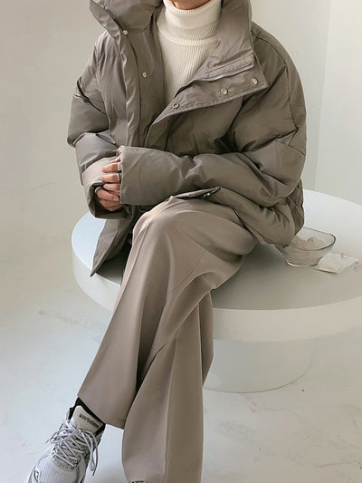 Abrigo Acolchado de Cuero PU con Cuello de Pie para Hombre - Image 21