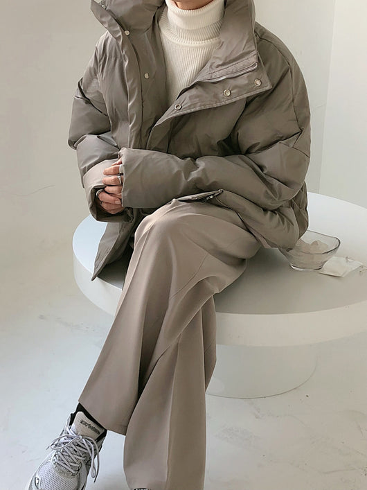 Abrigo Acolchado de Cuero PU con Cuello de Pie para Hombre - Image 21