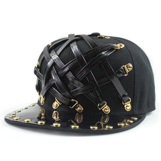 Gorra Punk Hip Hop Cuero X Cuero Visera Plana Unisex - Image 17