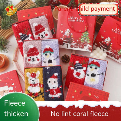 Calcetines Navideños Infantiles de Terciopelo Coral sin Pelusas con Diseño de Reno - Image 12