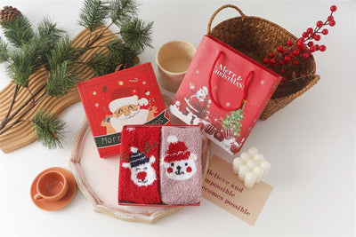 Calcetines Navideños Infantiles de Terciopelo Coral sin Pelusas con Diseño de Reno - Image 15