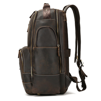 Mochila de Cuero Retro para Hombre - Gran Capacidad y Múltiples Bolsillos - Image 33
