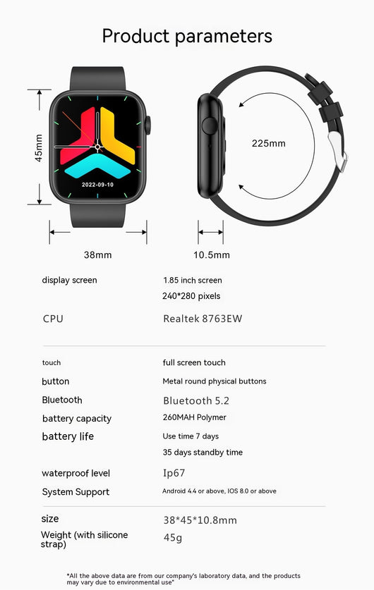 Reloj Inteligente QX7 con Monitor de Temperatura, Llamadas Bluetooth y SOS - Image 7